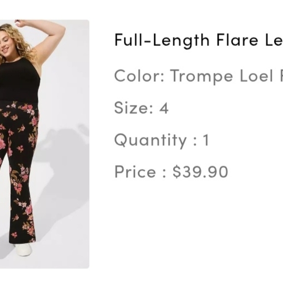 Torrid Black Floral Flare Leggings - Picture 2 of 4